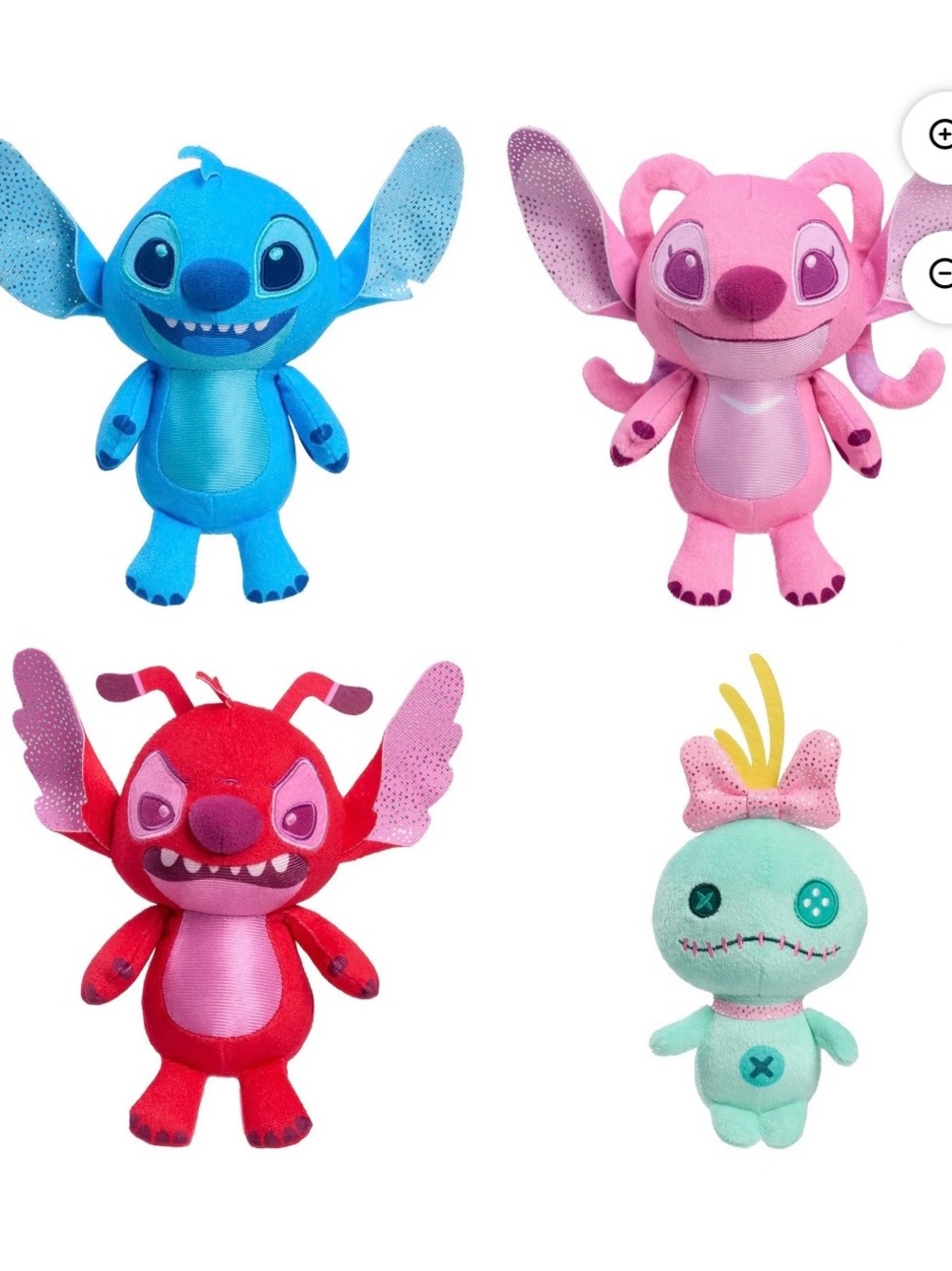Just Play Disney Stitch 4-Plush Set - Pink, Blue, Red, Teal